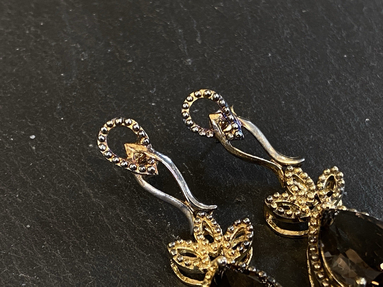 Ohrhänger Rauchquarz 925 Sterling Silber Tropfenschliff Tropfen vergoldet