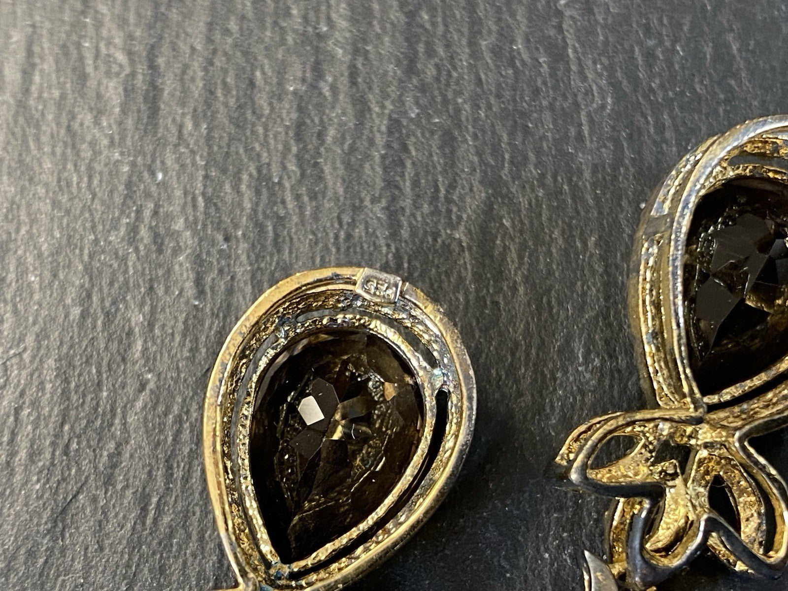 Ohrhänger Rauchquarz 925 Sterling Silber Tropfenschliff Tropfen vergoldet