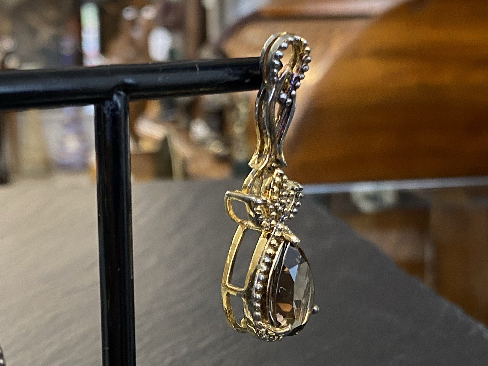 Ohrhänger Rauchquarz 925 Sterling Silber Tropfenschliff Tropfen vergoldet