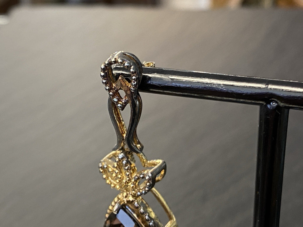 Ohrhänger Rauchquarz 925 Sterling Silber Tropfenschliff Tropfen vergoldet