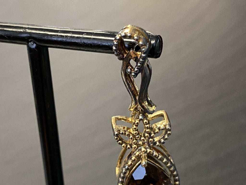 Ohrhänger Rauchquarz 925 Sterling Silber Tropfenschliff Tropfen vergoldet