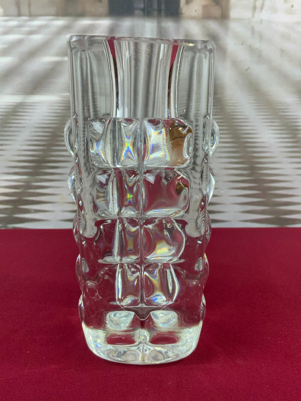 Massive Vase aus Glas Ichendorf Blockvase 4kg 22,5cm hoch Noppen Op Art