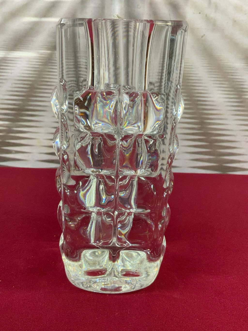 Massive Vase aus Glas Ichendorf Blockvase 4kg 22,5cm hoch Noppen Op Art