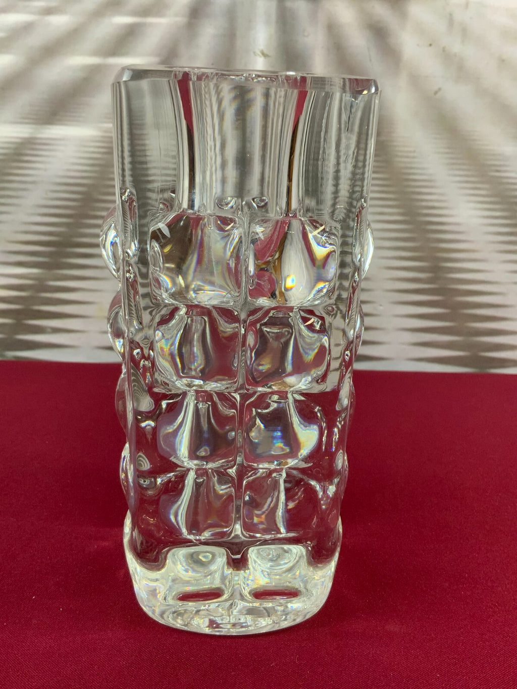 Massive Vase aus Glas Ichendorf Blockvase 4kg 22,5cm hoch Noppen Op Art