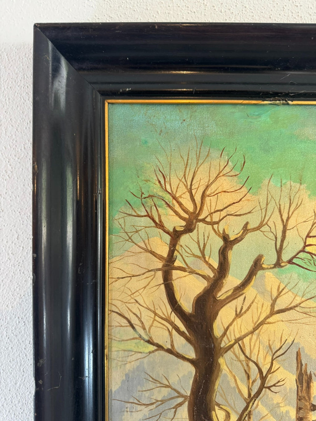 Antikes Ölgemälde von 1937 Winter Landschaft signiert Wilhelm Bürli
