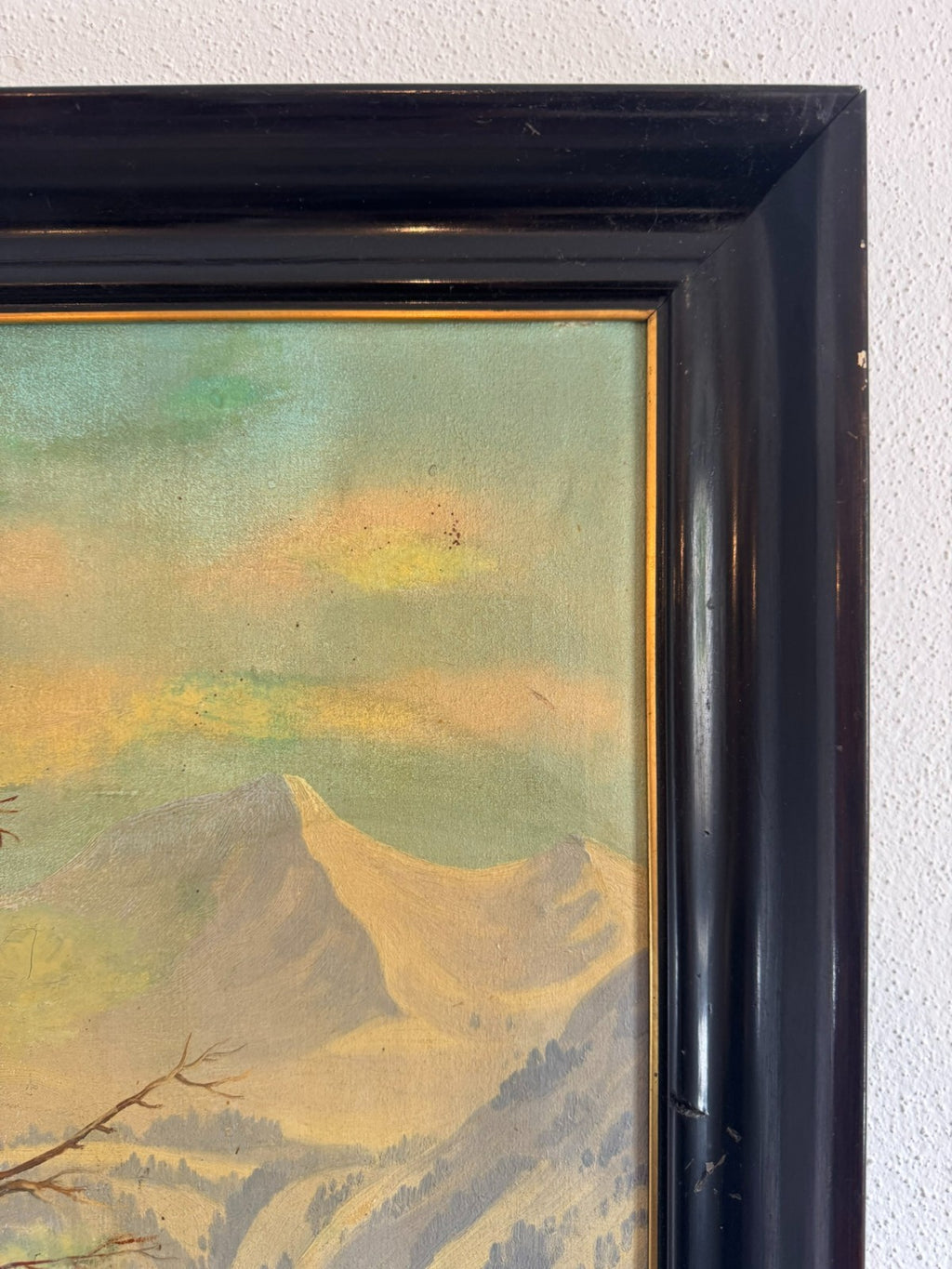 Antikes Ölgemälde von 1937 Winter Landschaft signiert Wilhelm Bürli