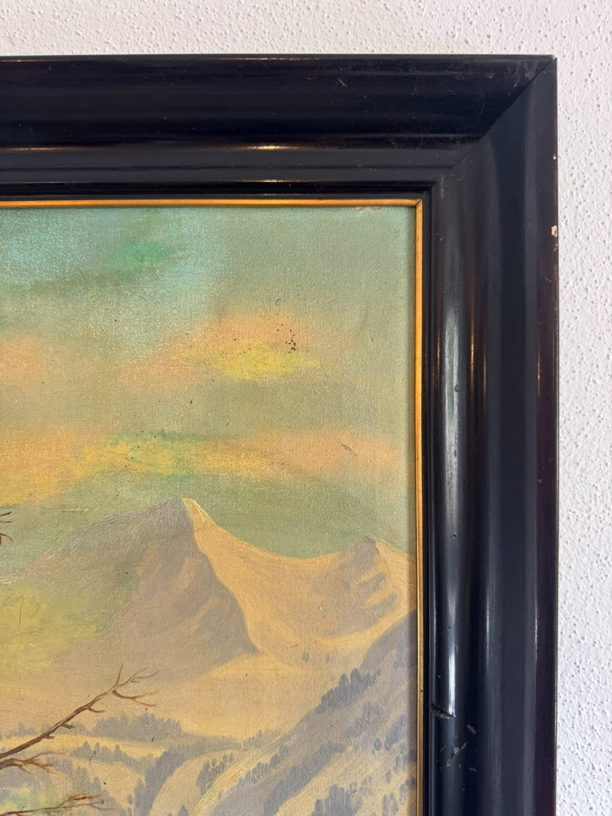 Antikes Ölgemälde von 1937 Winter Landschaft signiert Wilhelm Bürli
