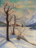 ANTIKES ÖLGEMÄLDE VON 1937 WINTER LANDSCHAFT SIGNIERT WILHELM BÜRLI