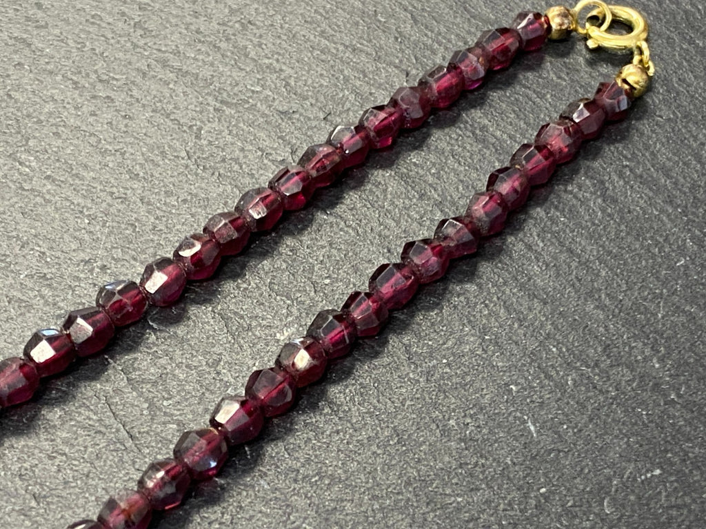 Vintage Granat Kette Halskette Perlenkette 45cm