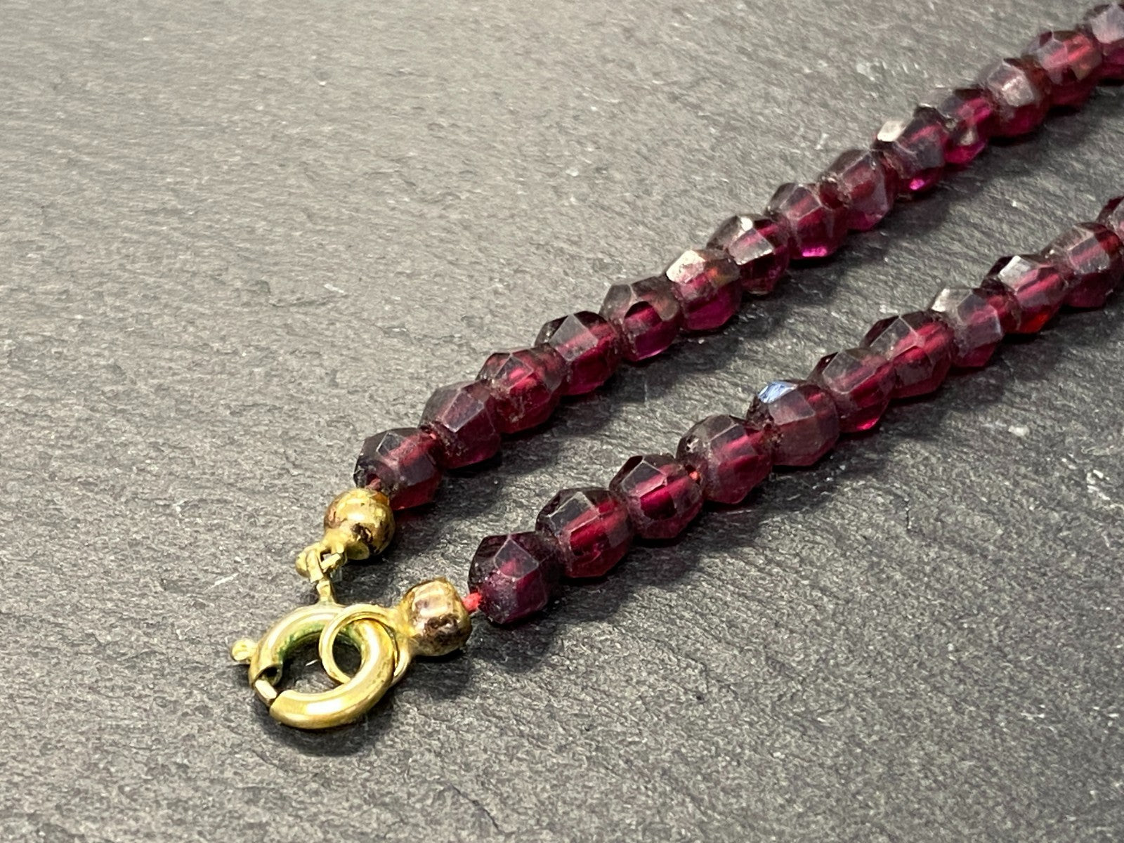 Vintage Granat Kette Halskette Perlenkette 45cm