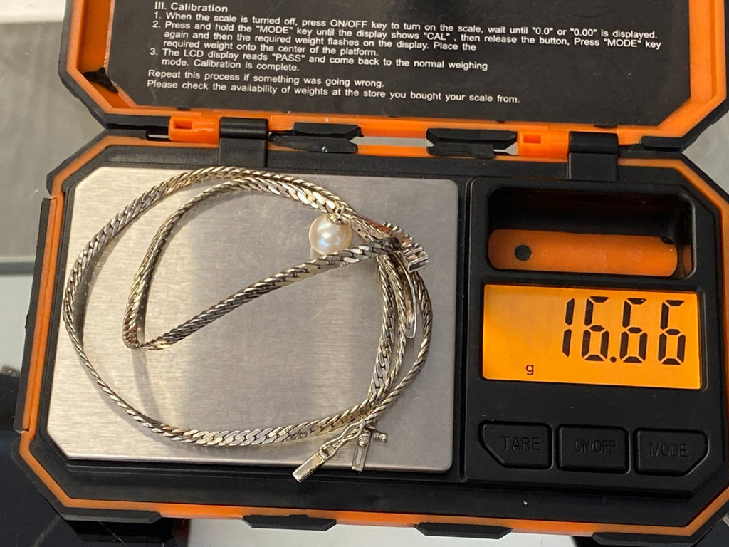 Elegantes Collier Weissgold Gold 585 16,6g mit Perle und Diamanten Halskette