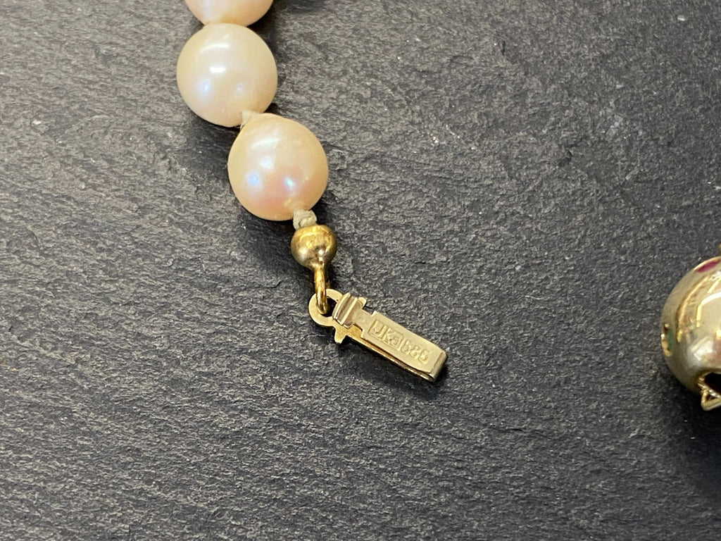 Elegantes Collier Perlenkette mit Elementen aus Gelbgold 14K Diamanten