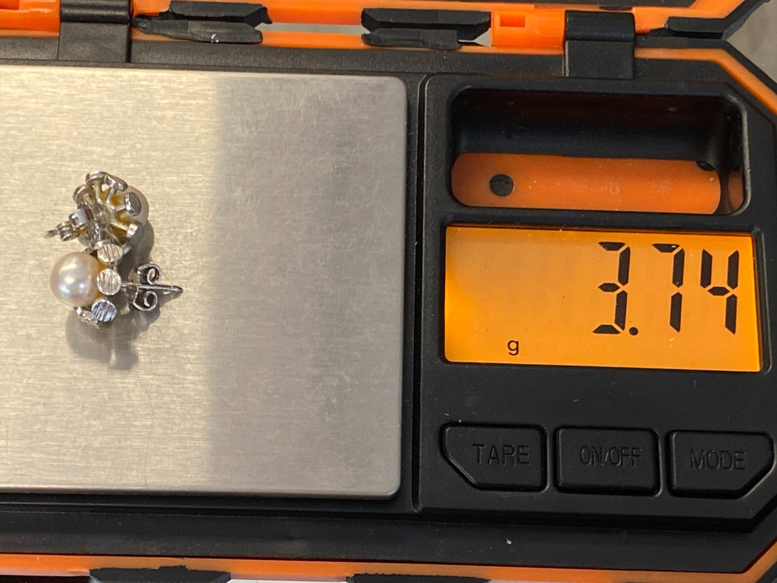 Paar Ohrstecker aus Weissgold Gold 14K 585 mit Perle Perlenohrringe Ohrringe