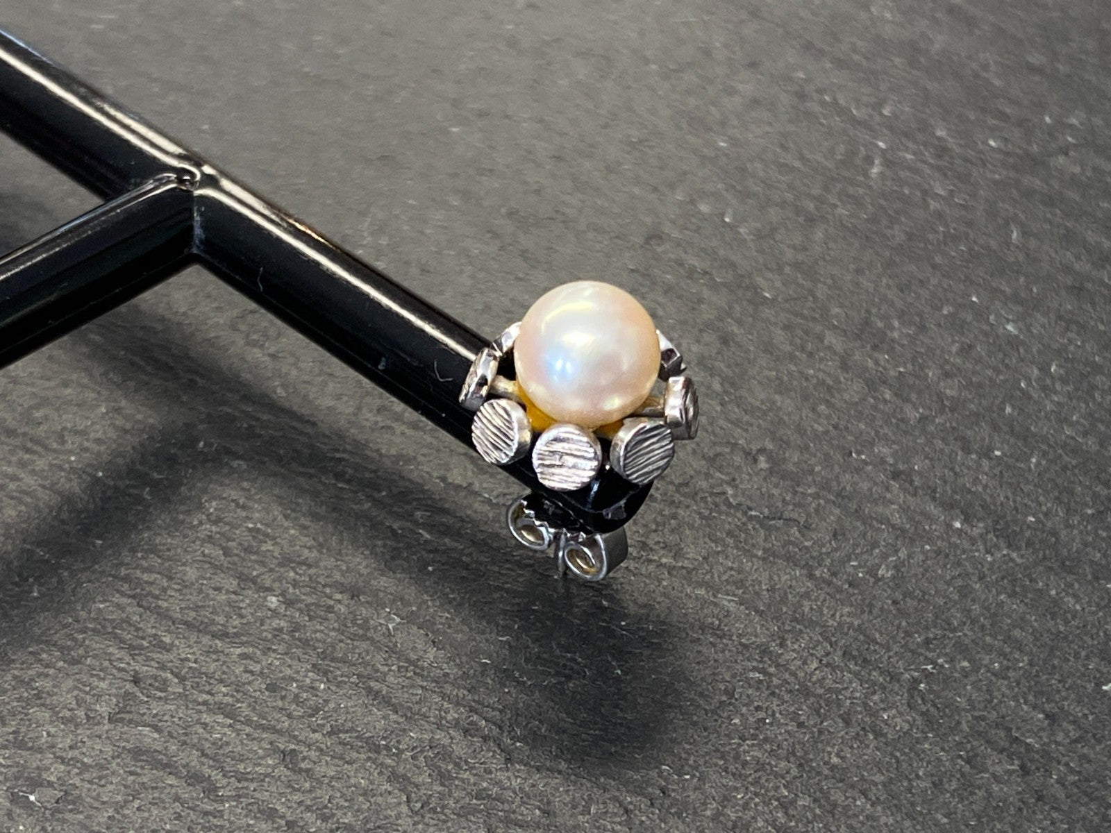 Paar Ohrstecker aus Weissgold Gold 14K 585 mit Perle Perlenohrringe Ohrringe