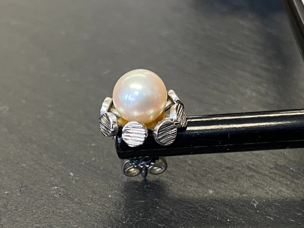 Paar Ohrstecker aus Weissgold Gold 14K 585 mit Perle Perlenohrringe Ohrringe