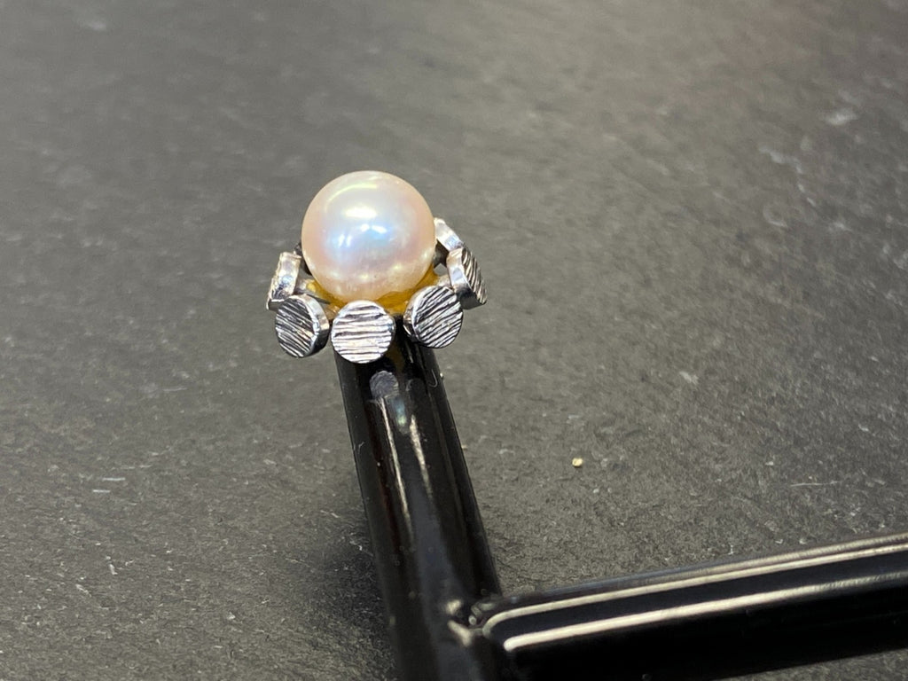 Paar Ohrstecker aus Weissgold Gold 14K 585 mit Perle Perlenohrringe Ohrringe