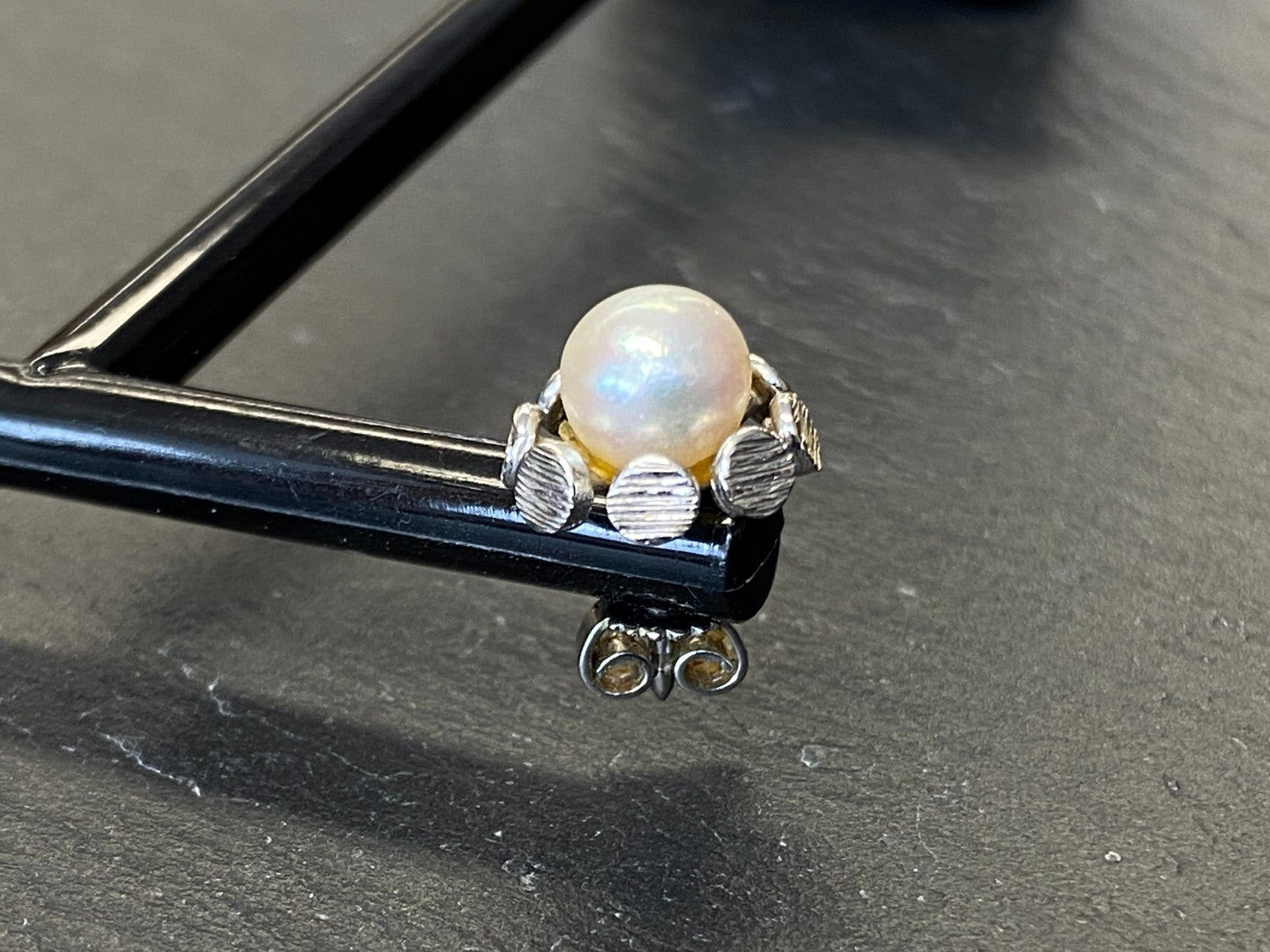 Paar Ohrstecker aus Weissgold Gold 14K 585 mit Perle Perlenohrringe Ohrringe