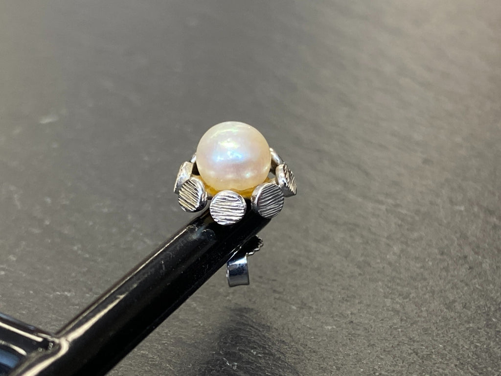 Paar Ohrstecker aus Weissgold Gold 14K 585 mit Perle Perlenohrringe Ohrringe