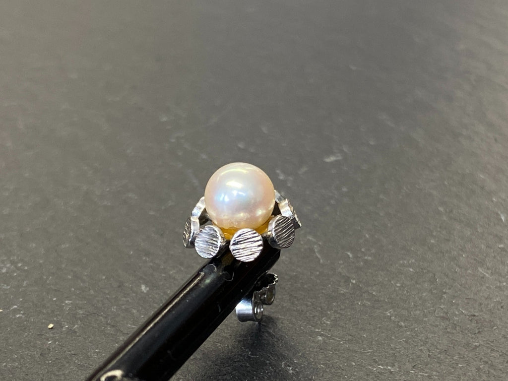 Paar Ohrstecker aus Weissgold Gold 14K 585 mit Perle Perlenohrringe Ohrringe