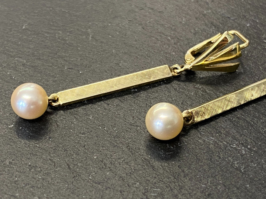 Paar Ohrringe aus Weissgold Gold 14K 585 7,39g mit Perle Perlenohrringe