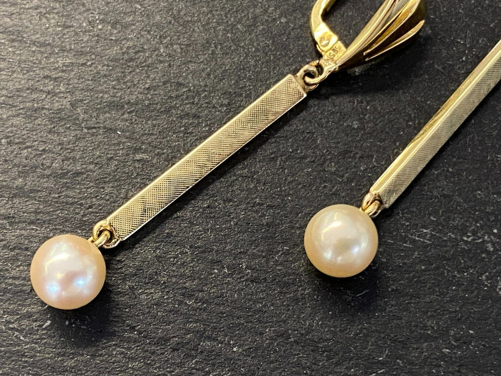 Paar Ohrringe aus Weissgold Gold 14K 585 7,39g mit Perle Perlenohrringe