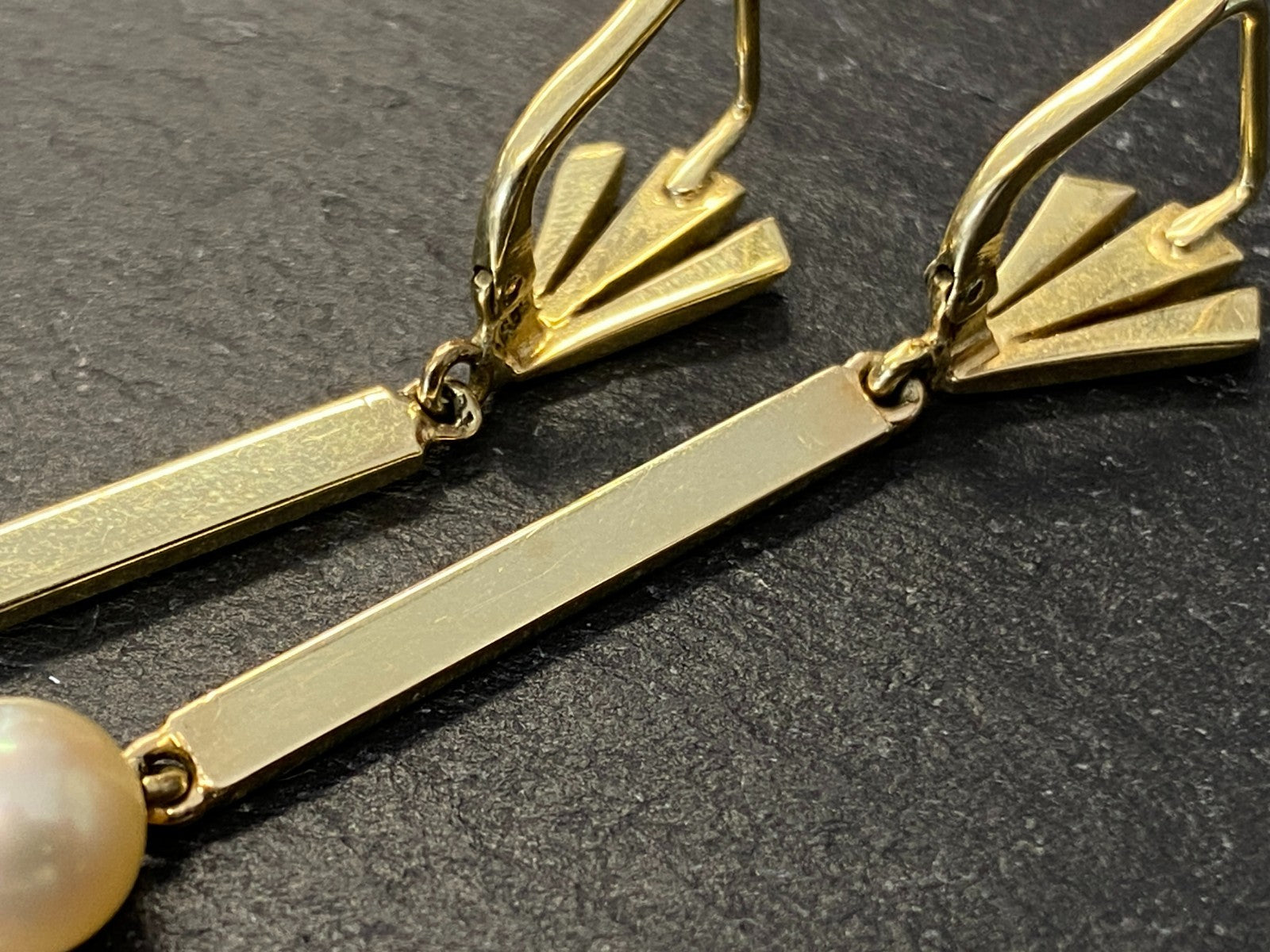 Paar Ohrringe aus Weissgold Gold 14K 585 7,39g mit Perle Perlenohrringe