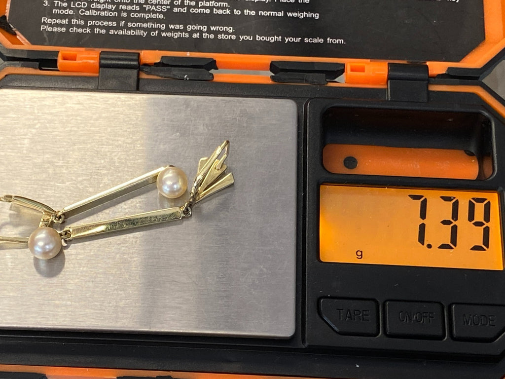 Paar Ohrringe aus Weissgold Gold 14K 585 7,39g mit Perle Perlenohrringe