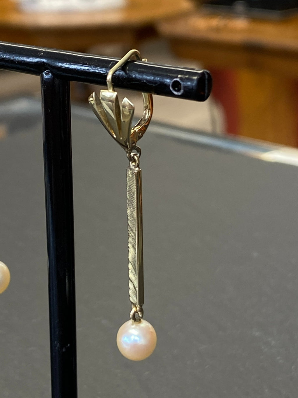 Paar Ohrringe aus Weissgold Gold 14K 585 7,39g mit Perle Perlenohrringe