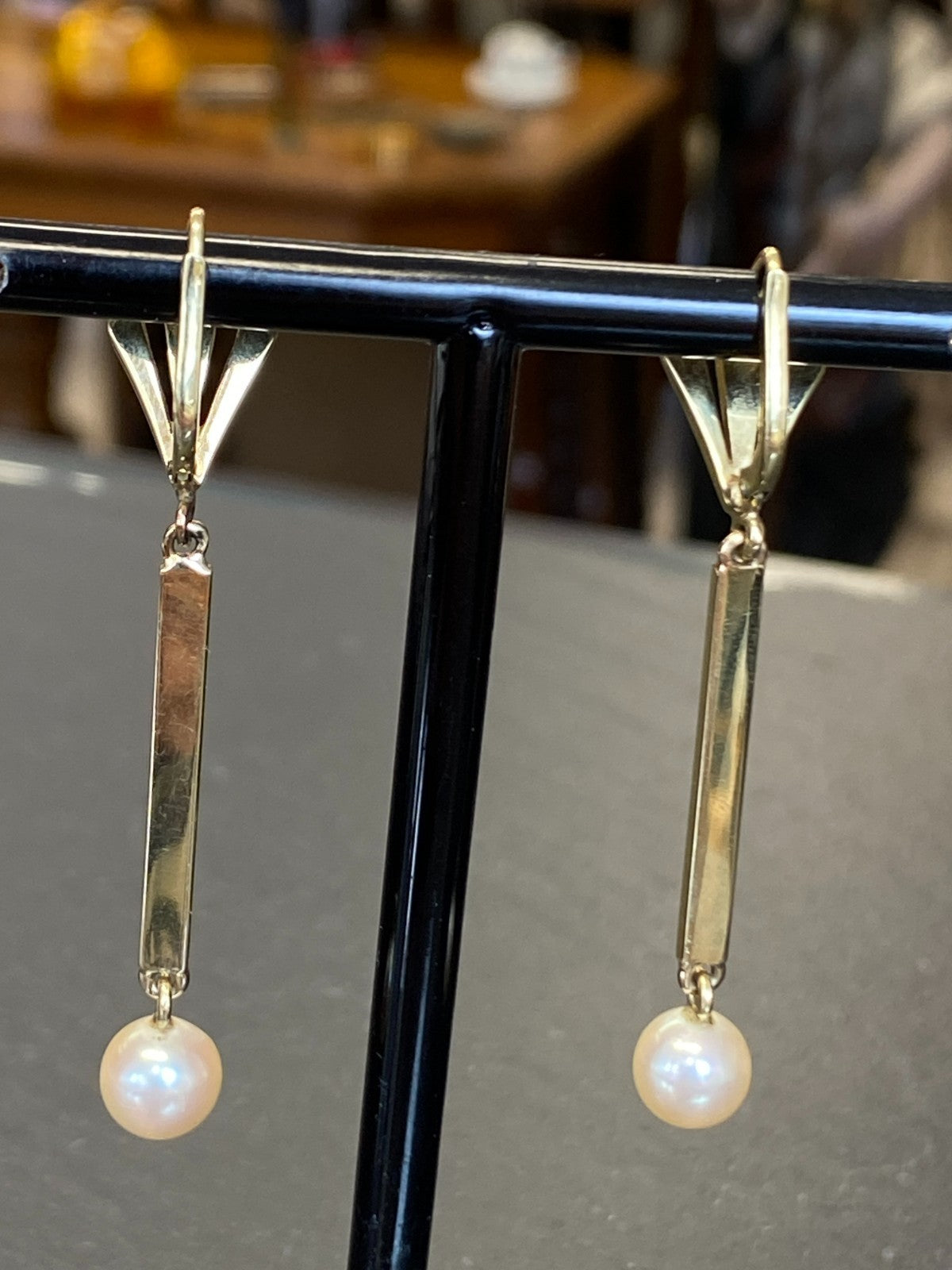 Paar Ohrringe aus Weissgold Gold 14K 585 7,39g mit Perle Perlenohrringe