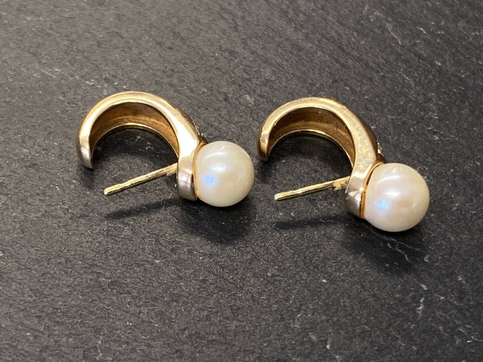 Paar Ohrringe aus Gelbgold Gold 14K 585 5,73g mit Perle und Diamanten