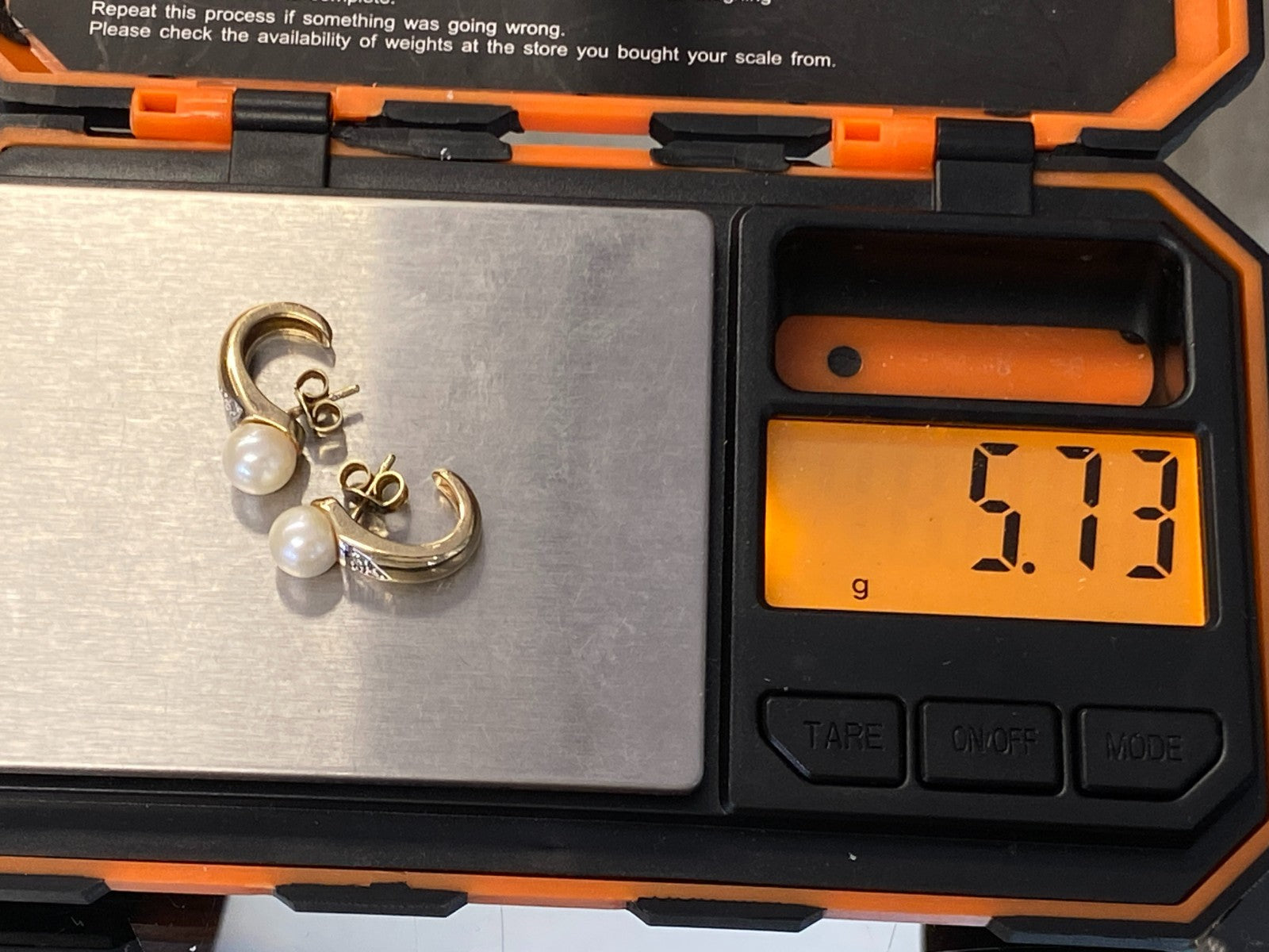 Paar Ohrringe aus Gelbgold Gold 14K 585 5,73g mit Perle und Diamanten