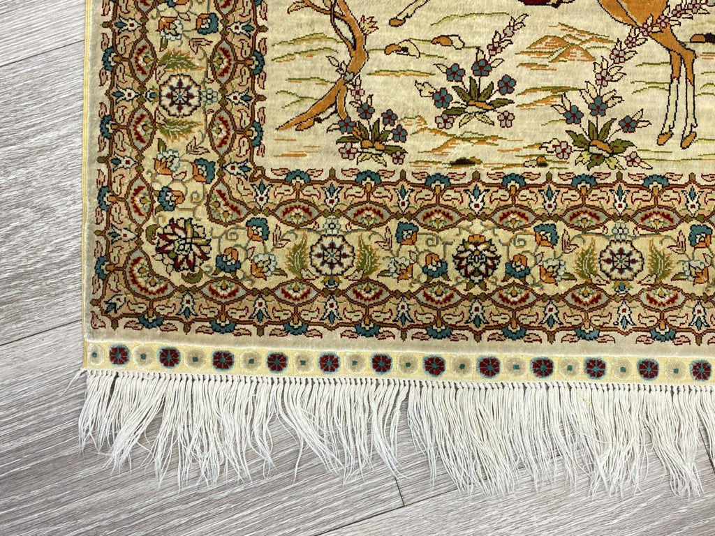 Figürlicher Hereke Teppich Seideteppich Seide 1.000.000 Knoten 124x95cm