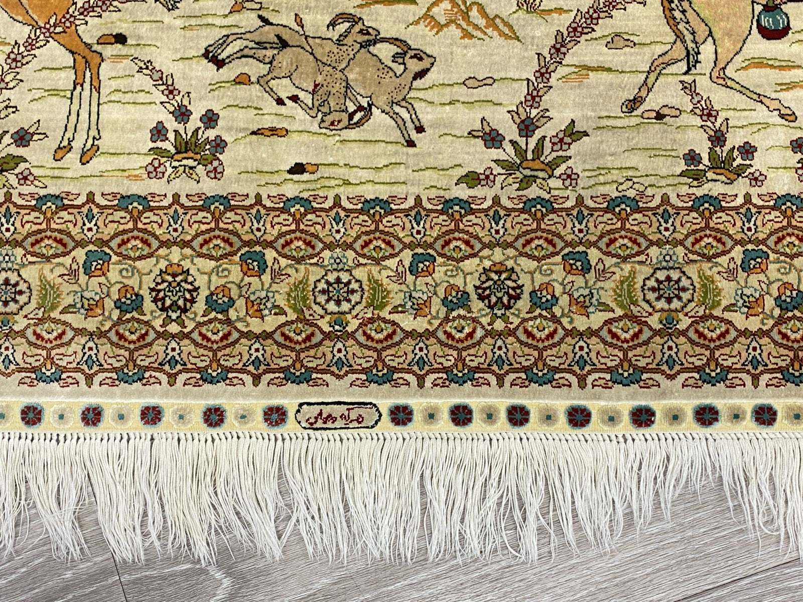 Figürlicher Hereke Teppich Seideteppich Seide 1.000.000 Knoten 124x95cm