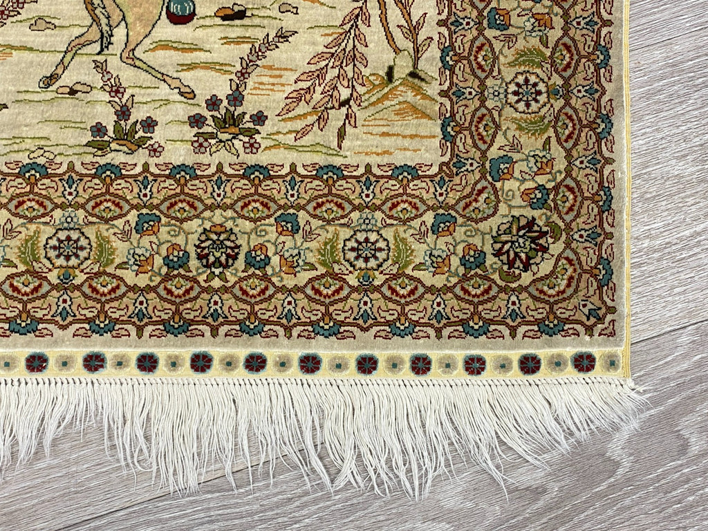 Figürlicher Hereke Teppich Seideteppich Seide 1.000.000 Knoten 124x95cm