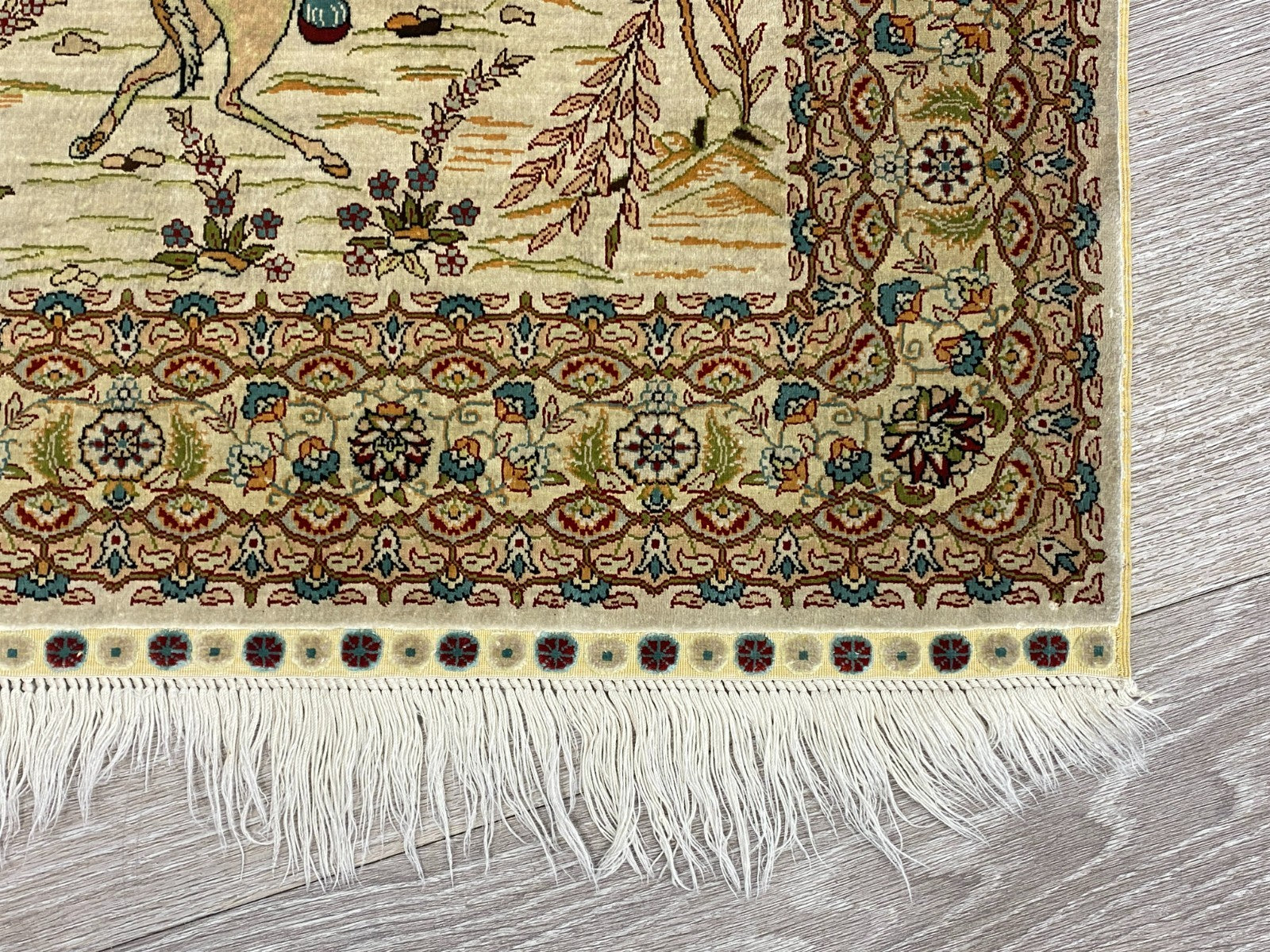 Figürlicher Hereke Teppich Seideteppich Seide 1.000.000 Knoten 124x95cm