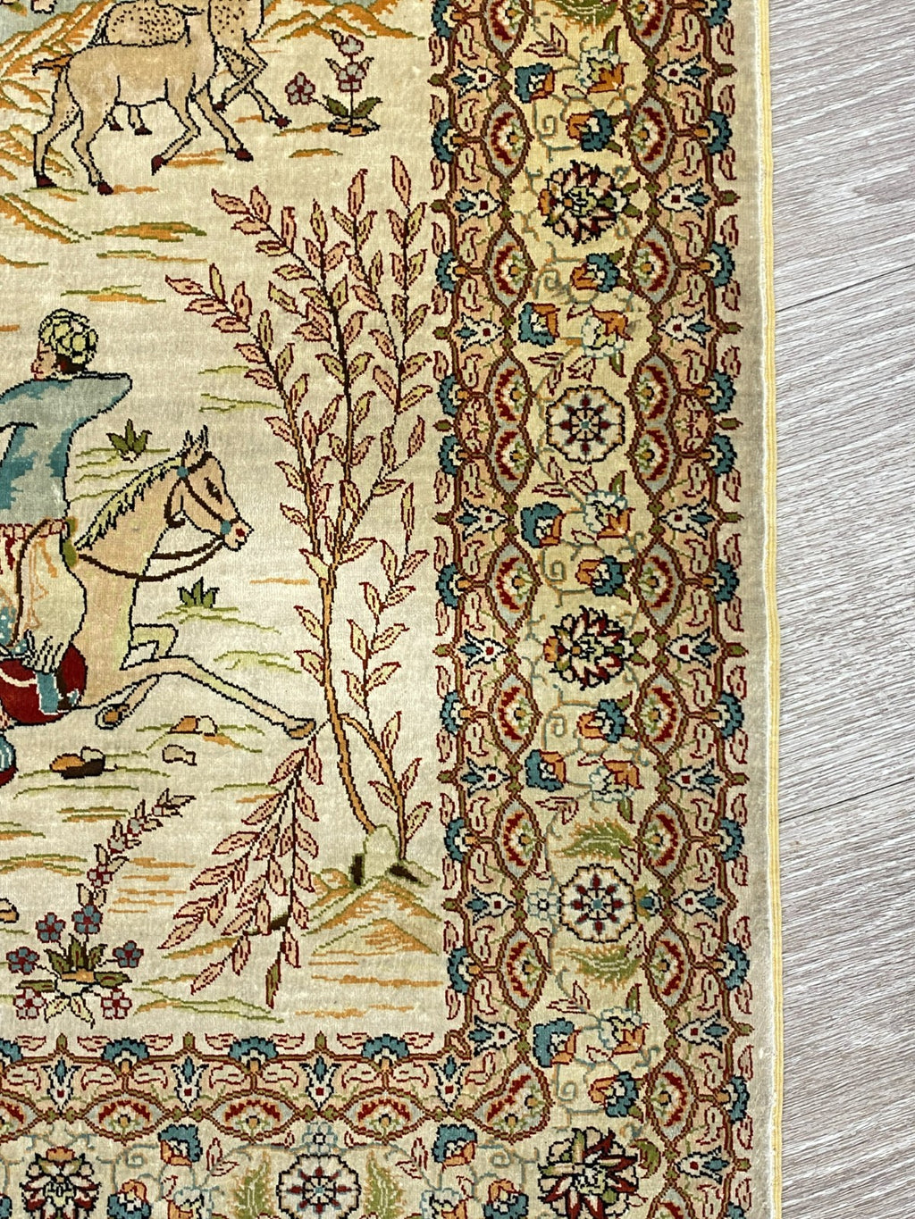 Figürlicher Hereke Teppich Seideteppich Seide 1.000.000 Knoten 124x95cm