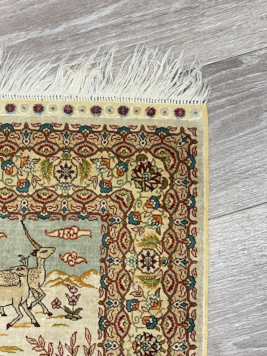 Figürlicher Hereke Teppich Seideteppich Seide 1.000.000 Knoten 124x95cm
