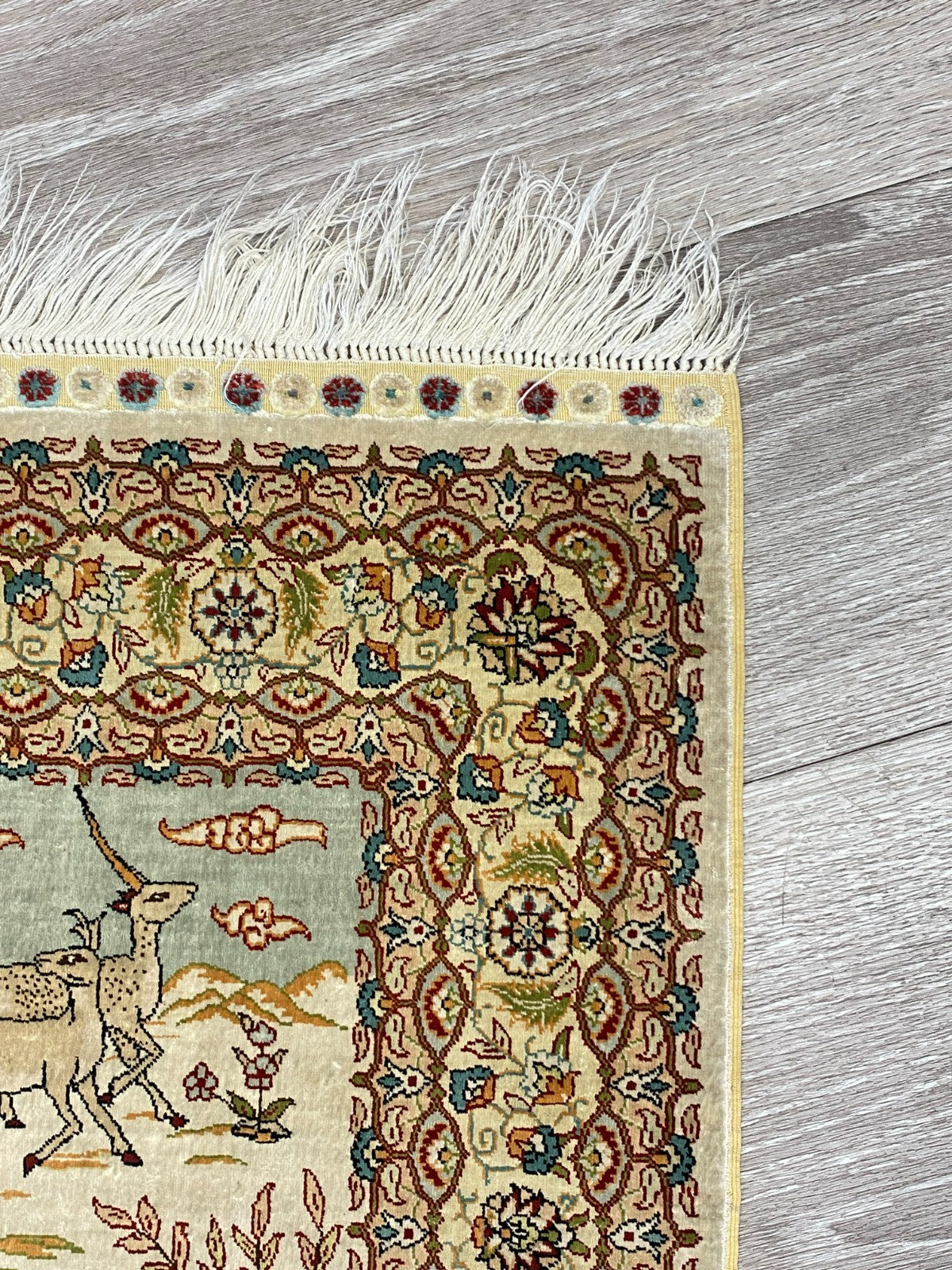 Figürlicher Hereke Teppich Seideteppich Seide 1.000.000 Knoten 124x95cm