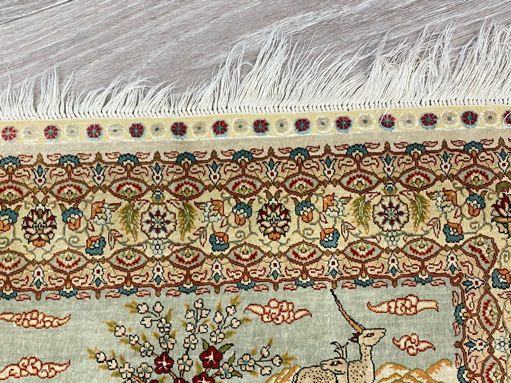 Figürlicher Hereke Teppich Seideteppich Seide 1.000.000 Knoten 124x95cm