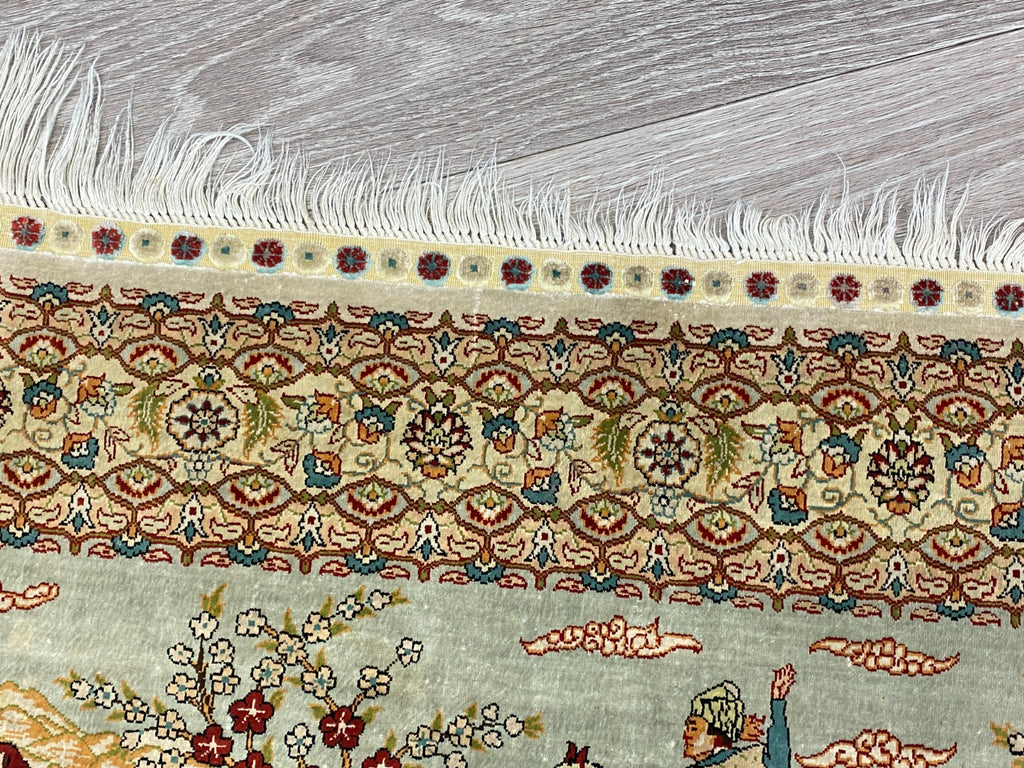 Figürlicher Hereke Teppich Seideteppich Seide 1.000.000 Knoten 124x95cm
