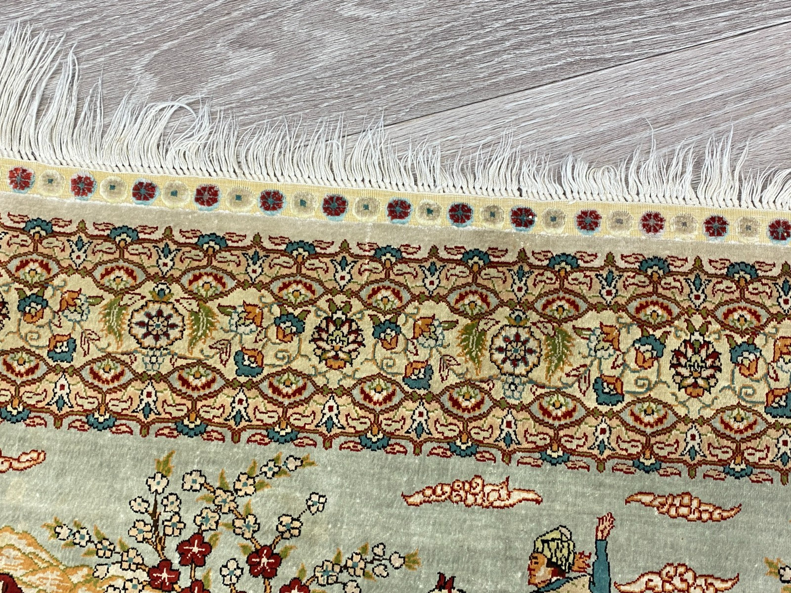 Figürlicher Hereke Teppich Seideteppich Seide 1.000.000 Knoten 124x95cm
