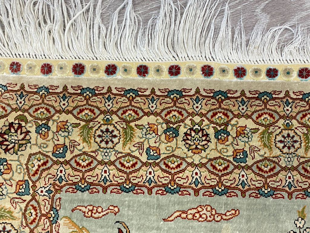 Figürlicher Hereke Teppich Seideteppich Seide 1.000.000 Knoten 124x95cm
