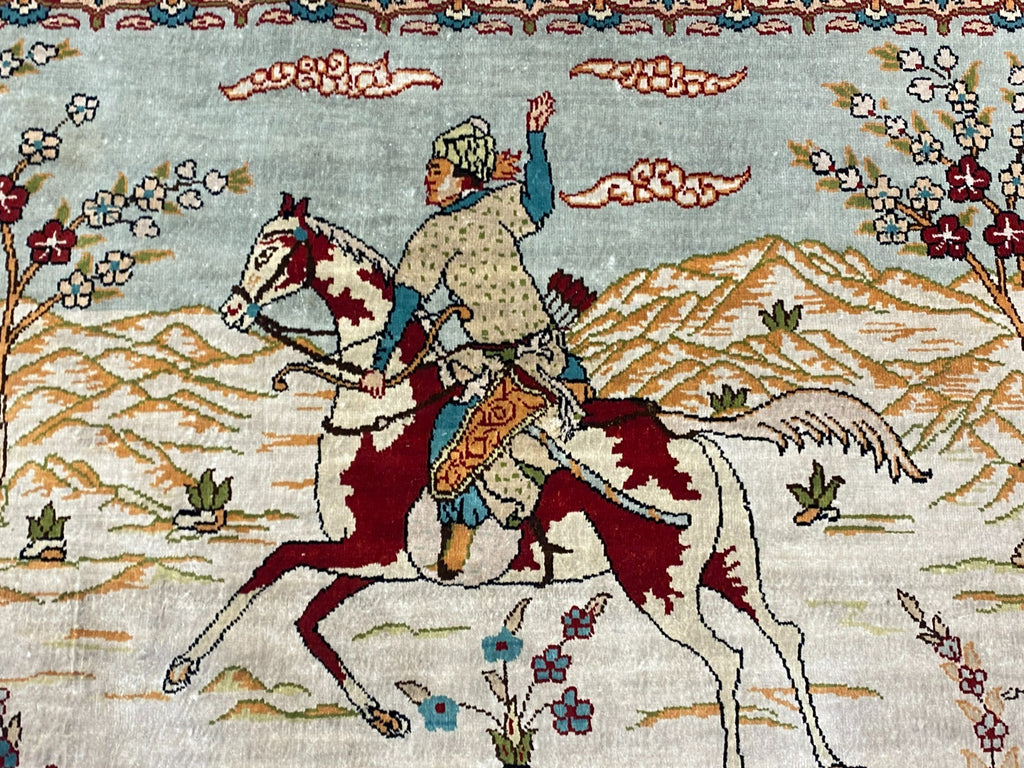 Figürlicher Hereke Teppich Seideteppich Seide 1.000.000 Knoten 124x95cm