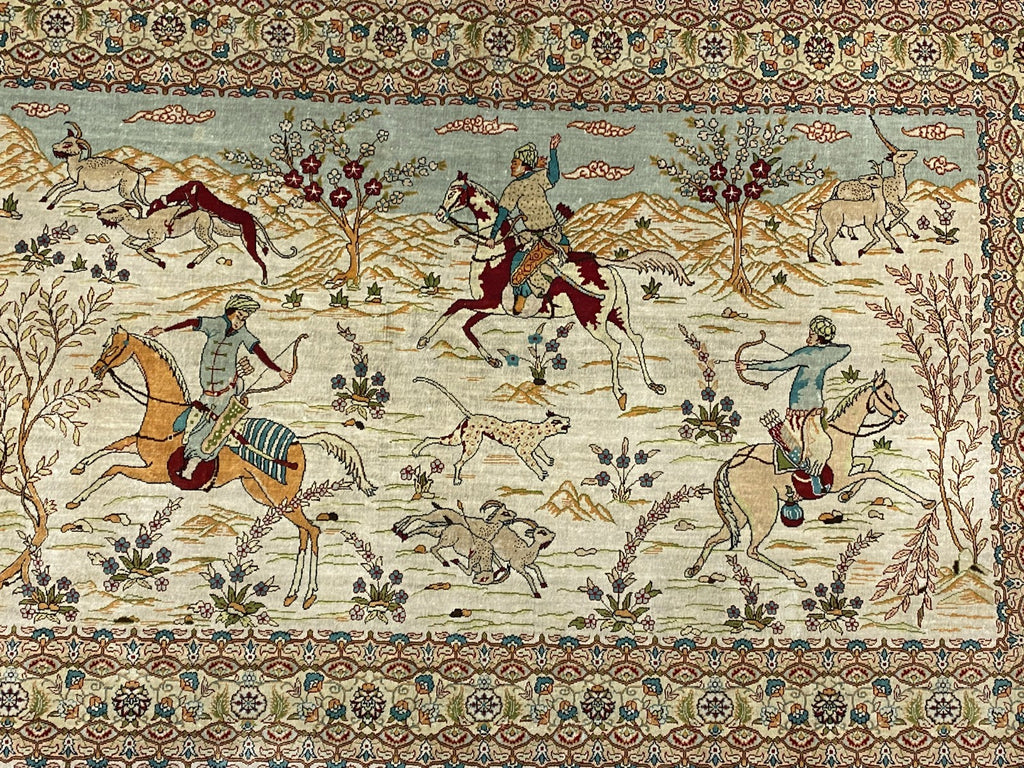 Figürlicher Hereke Teppich Seideteppich Seide 1.000.000 Knoten 124x95cm