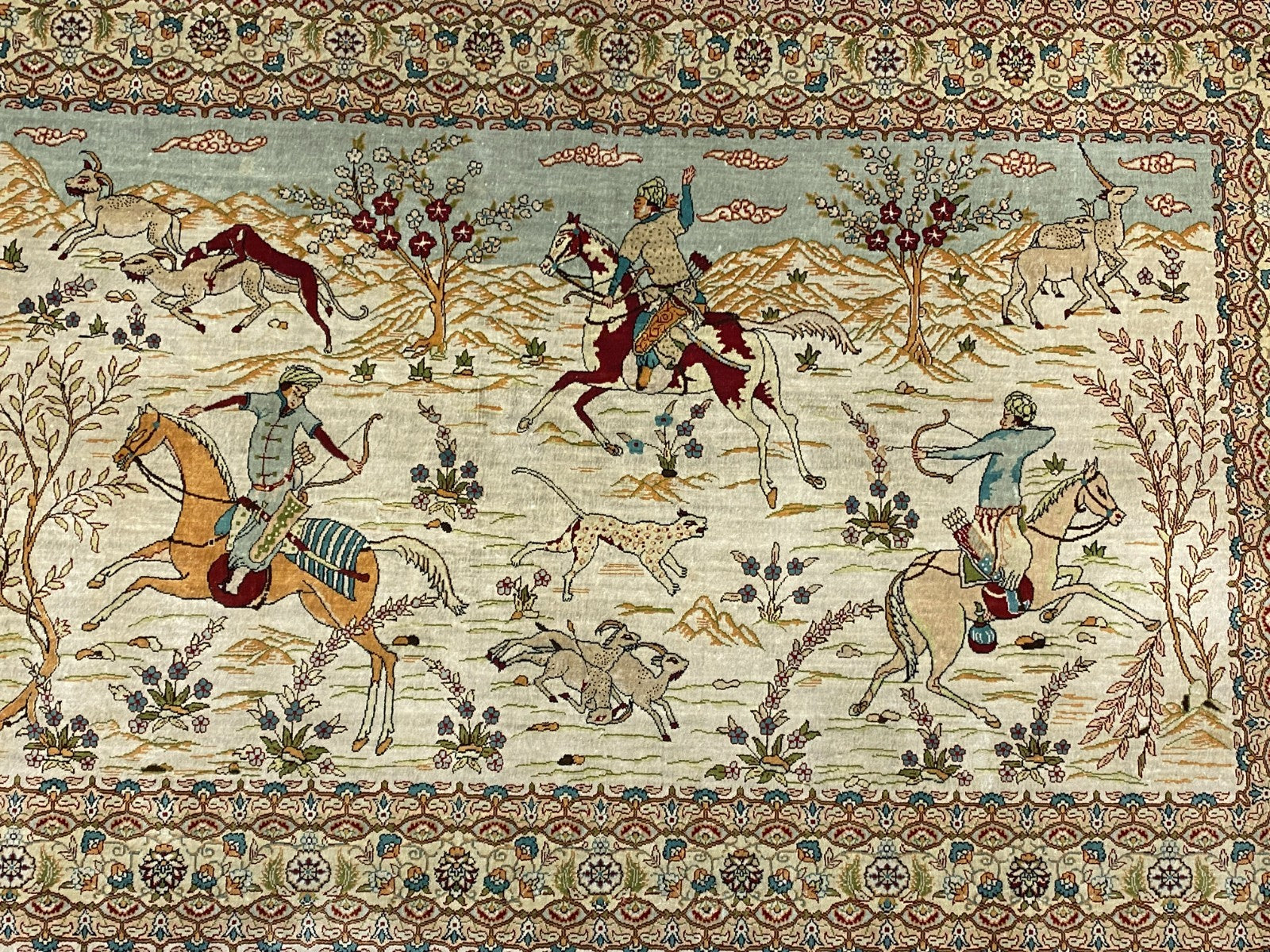 Figürlicher Hereke Teppich Seideteppich Seide 1.000.000 Knoten 124x95cm