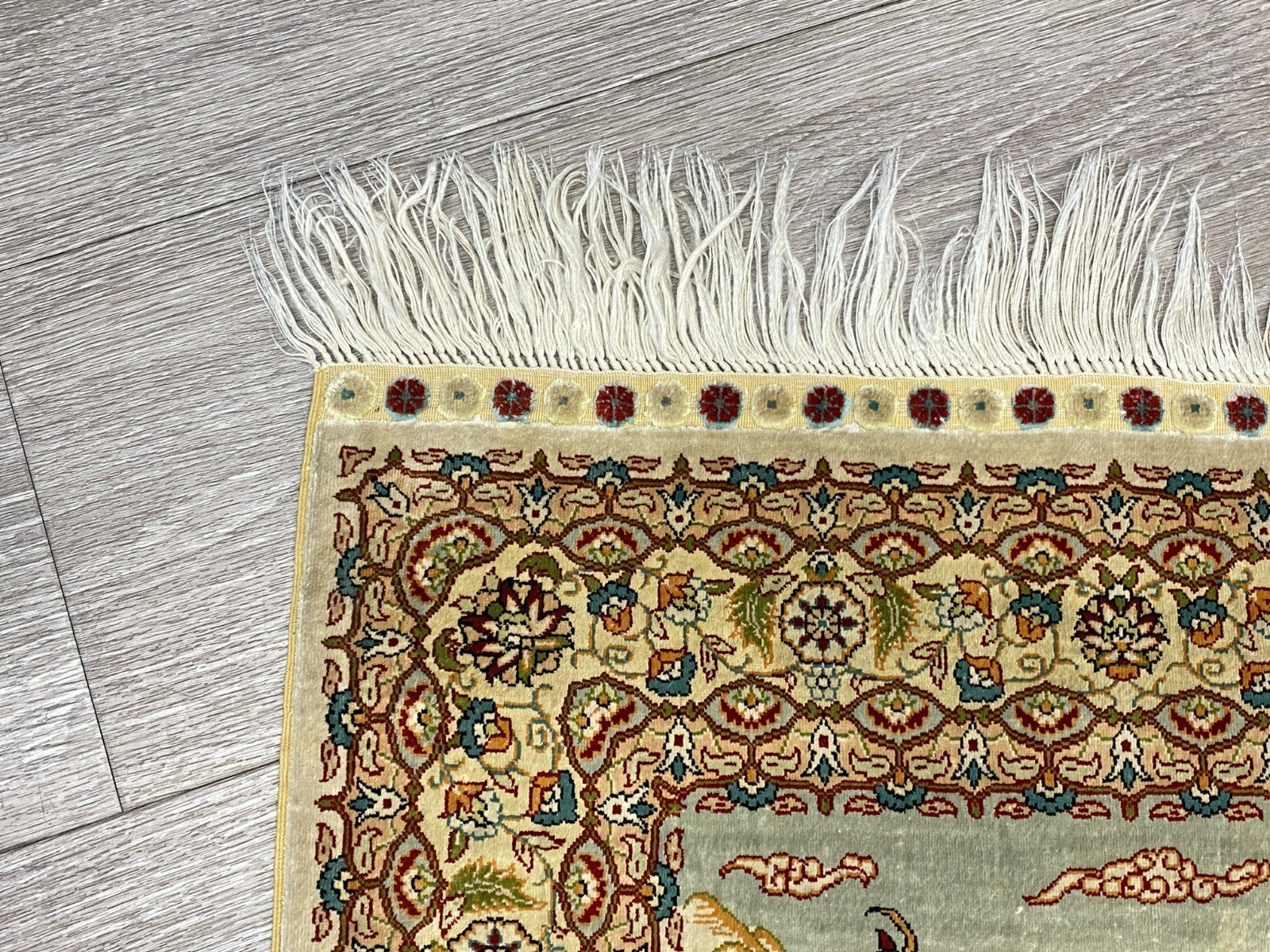 Figürlicher Hereke Teppich Seideteppich Seide 1.000.000 Knoten 124x95cm