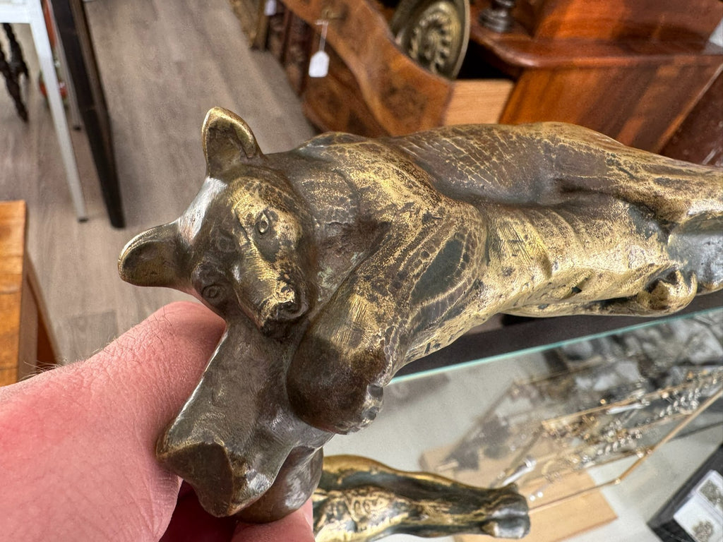 Antiker massiver Türgriff Jugendstil Bär und Frau um 1900