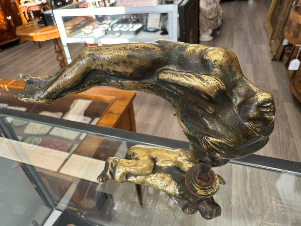 Antiker massiver Türgriff Jugendstil Bär und Frau um 1900