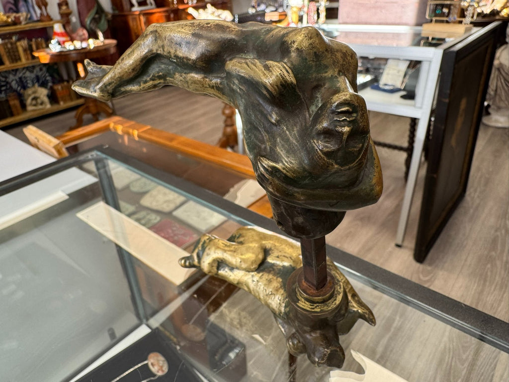 Antiker massiver Türgriff Jugendstil Bär und Frau um 1900