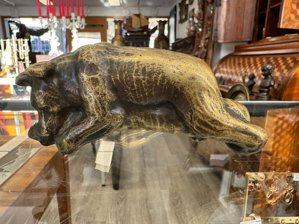 Antiker massiver Türgriff Jugendstil Bär und Frau um 1900